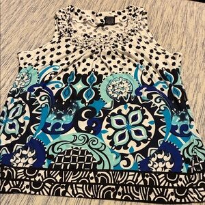 New‎ Directions Blue and Black Patterned Tank Top